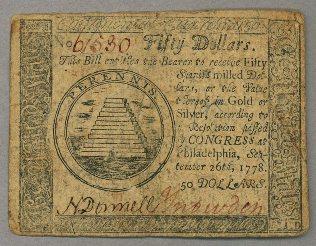 Continental $50 note from 1778